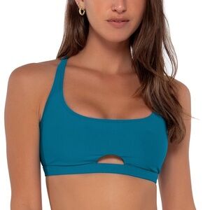 NEW Sunsets Brandi Bralette Wirefree Keyhole Bikini Swim Top 68T Avalon Teal